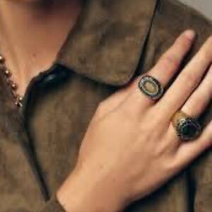 NWT Zara 2-Pack Metal Crystal Rings